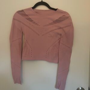 Long sleeve cropped workout top with cut outs